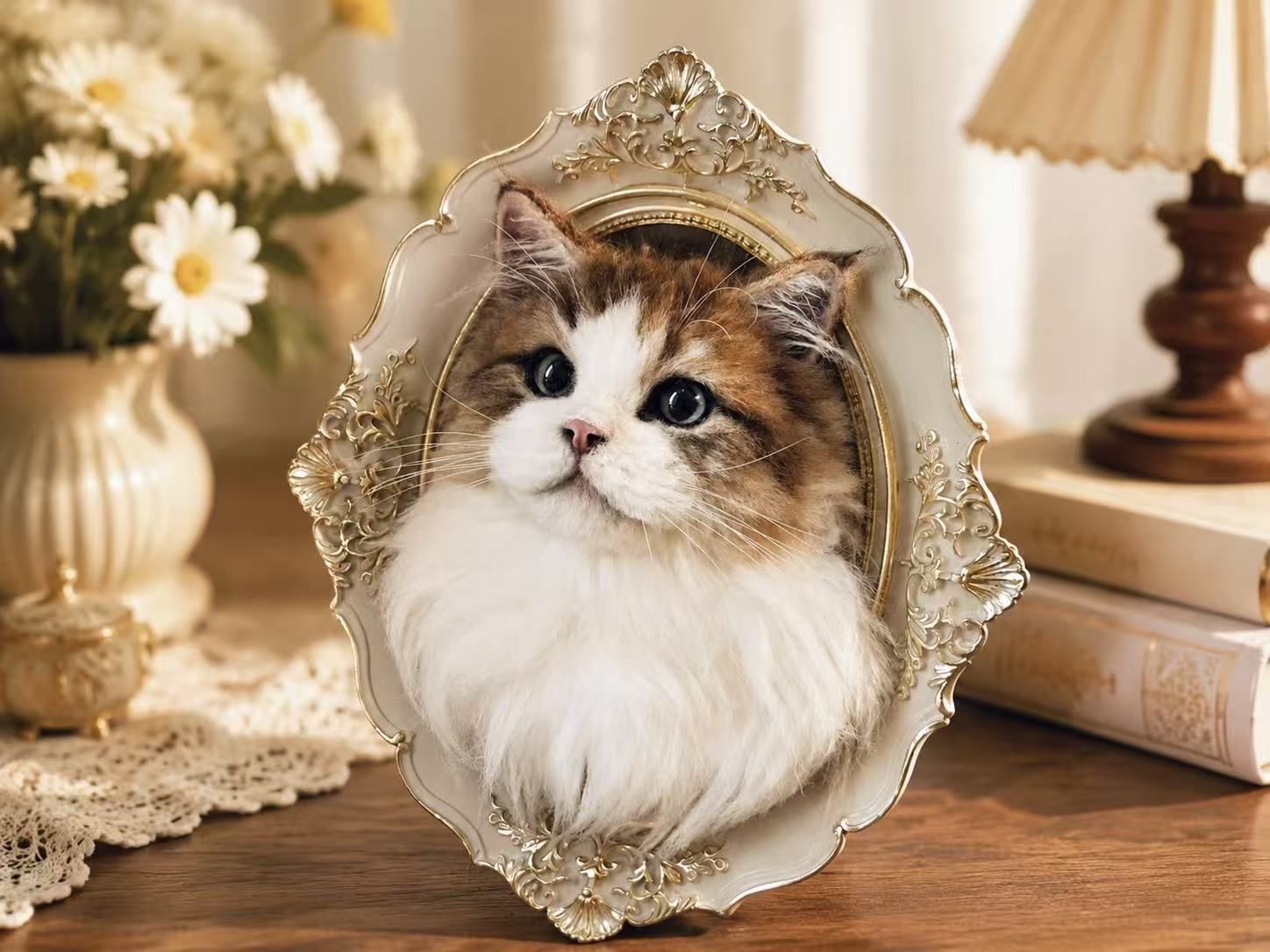 Framed wool pet portraits