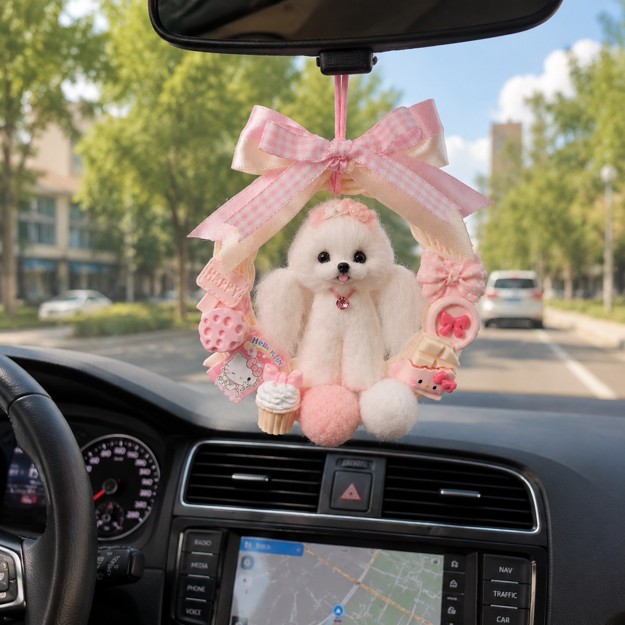 Handcrafted wool pet pendant for car and wall